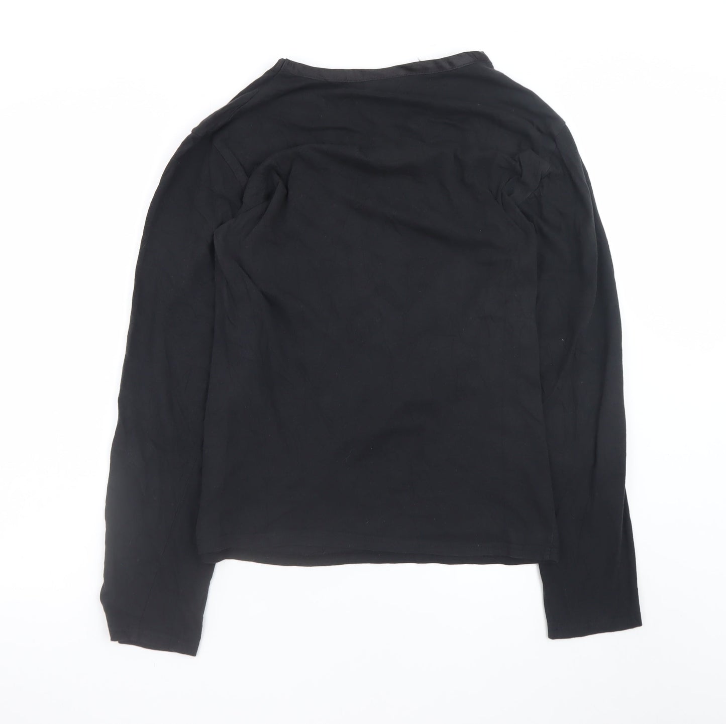 Temperley London Men's Black Small Long Sleeve V-Neck Cotton T-Shirt