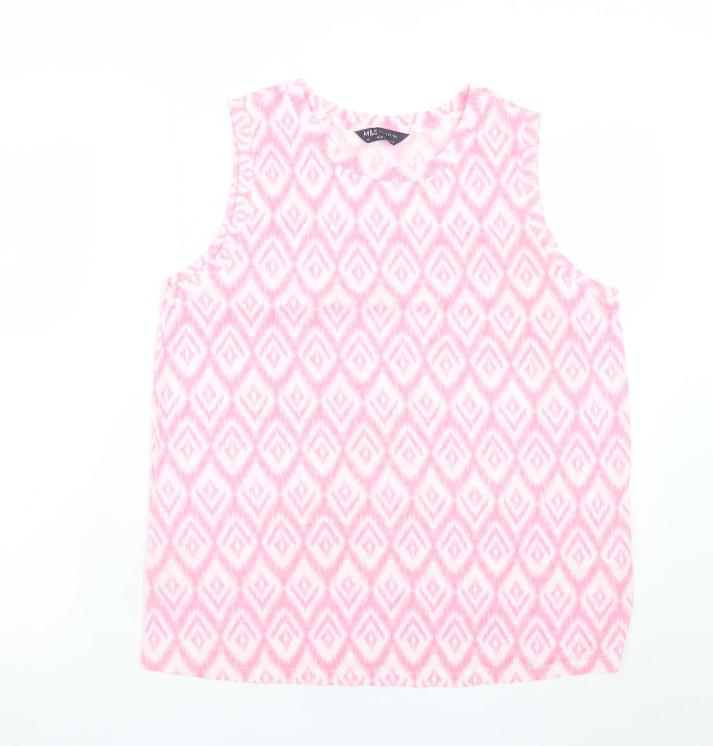 Marks and Spencer Women’s Pink Geometric Sleeveless Tank Top Size 12