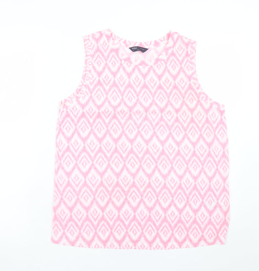 Marks and Spencer Women’s Pink Geometric Sleeveless Tank Top Size 12