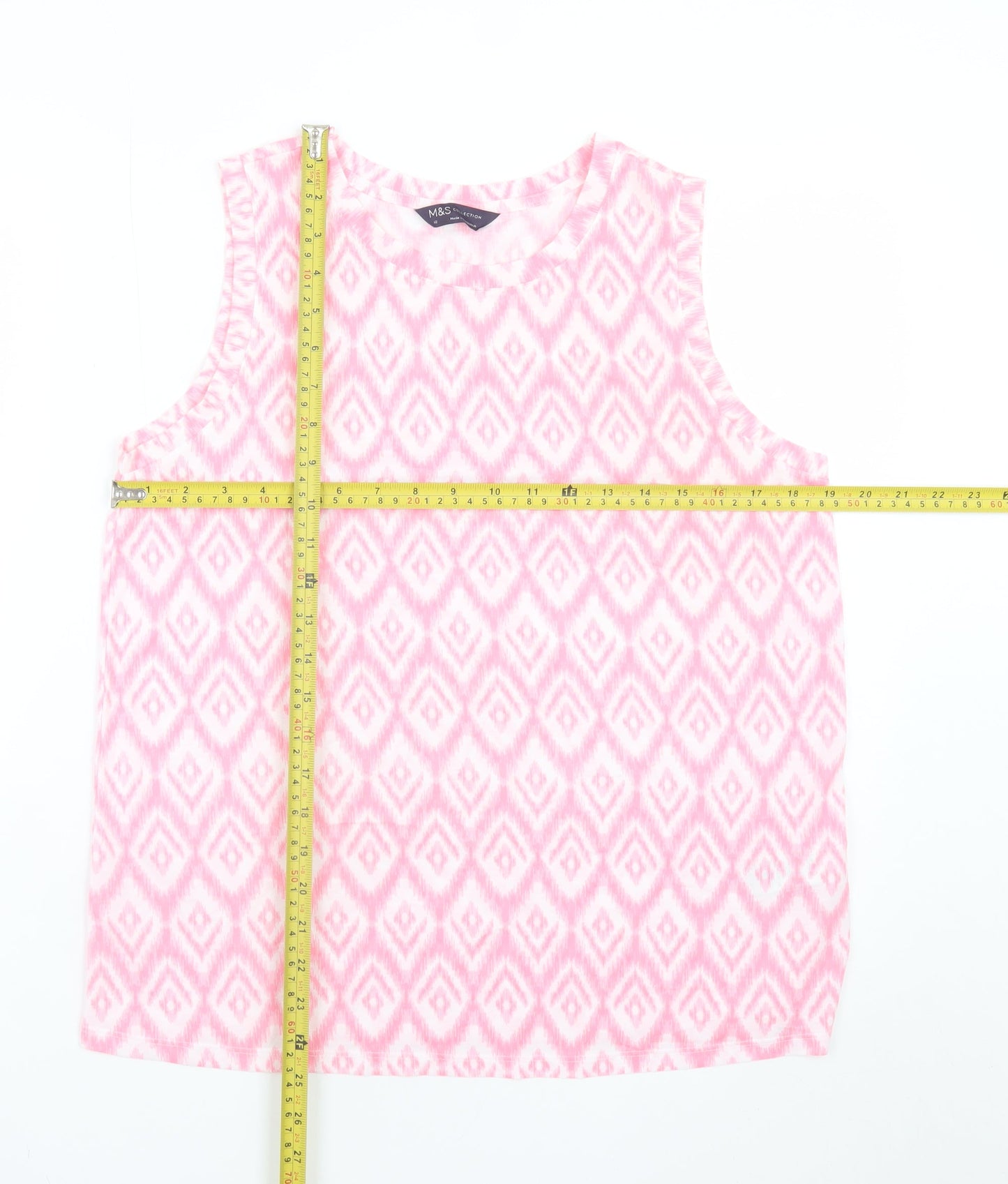 Marks and Spencer Women’s Pink Geometric Sleeveless Tank Top Size 12