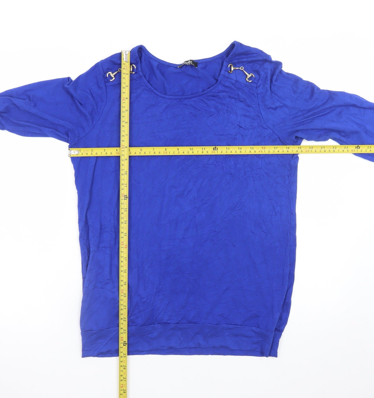 Wallis Women's Blue Long Sleeve Stretch Jersey Blouse Size S