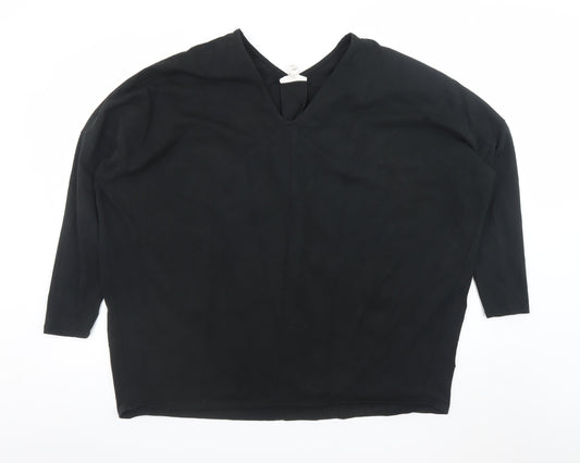 Thought Women's Black V-Neck Long Sleeve Cotton Blouse M