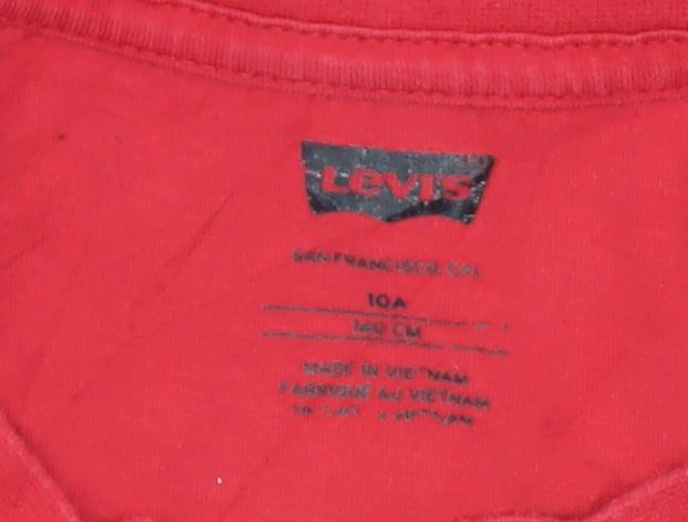 Levi's Girls Red 10 Years Classic Logo Cotton T-Shirt