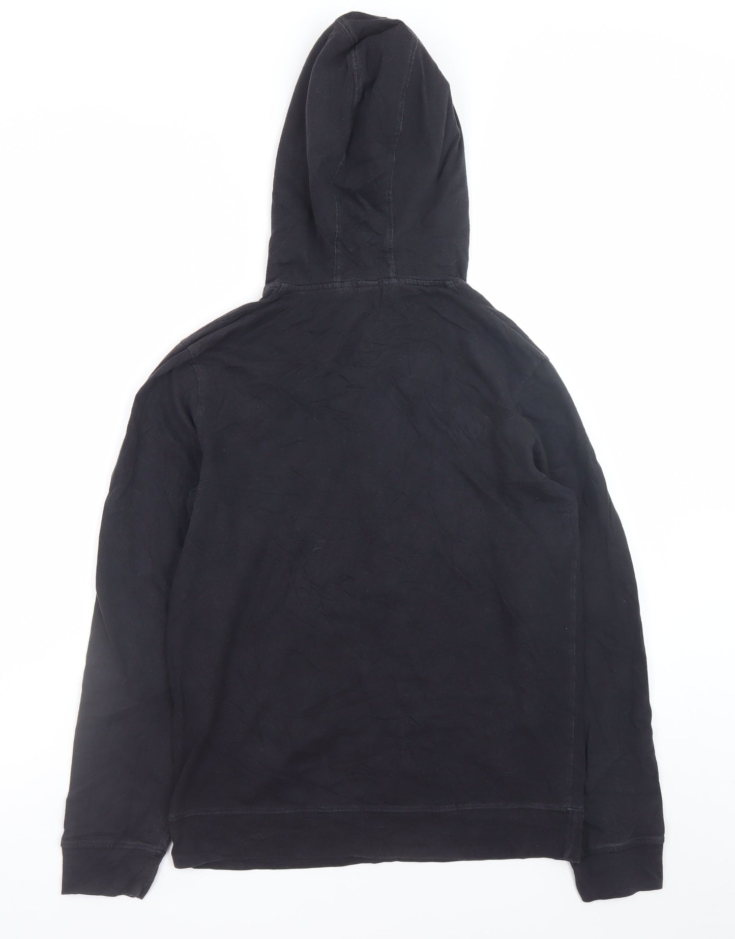 H&M Men’s Black Henley Hoodie Size S Regular Fit Cotton