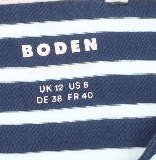 Boden Women’s Multicoloured Striped Long Sleeve Cotton T-Shirt UK 12