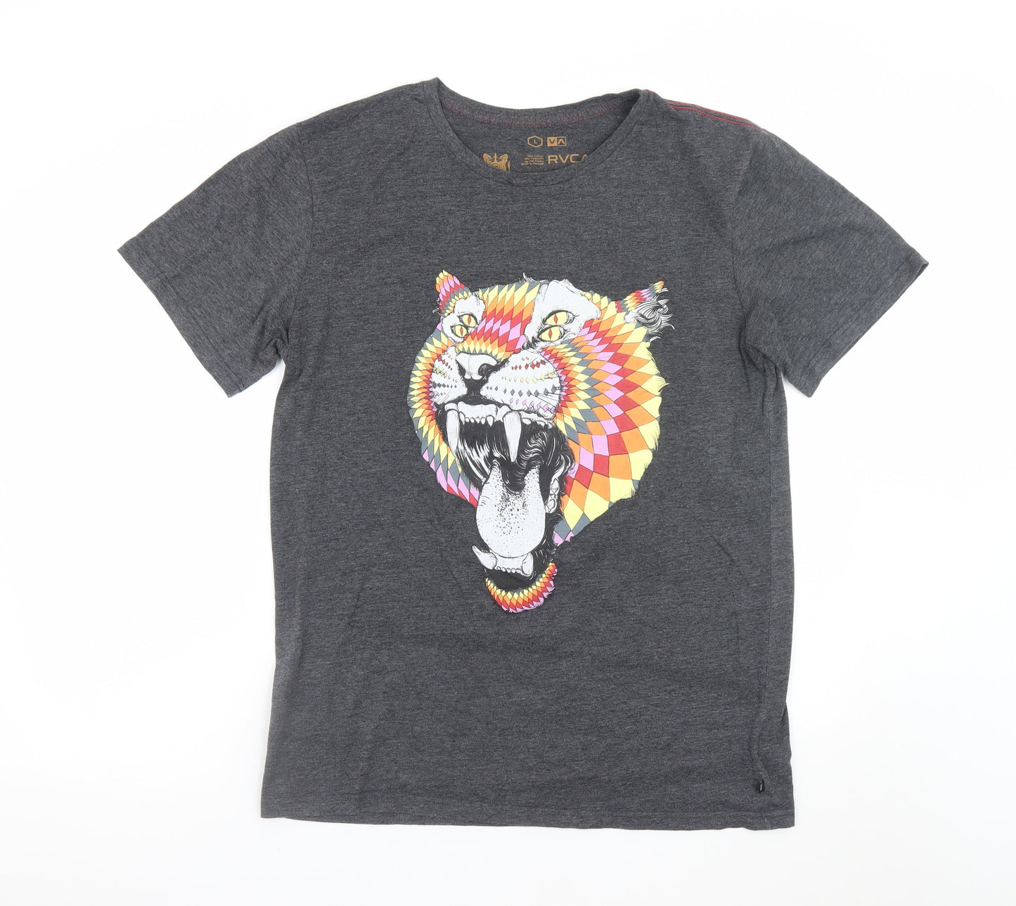 RVCA Men's Grey Large Animal Art Graphic T-Shirt