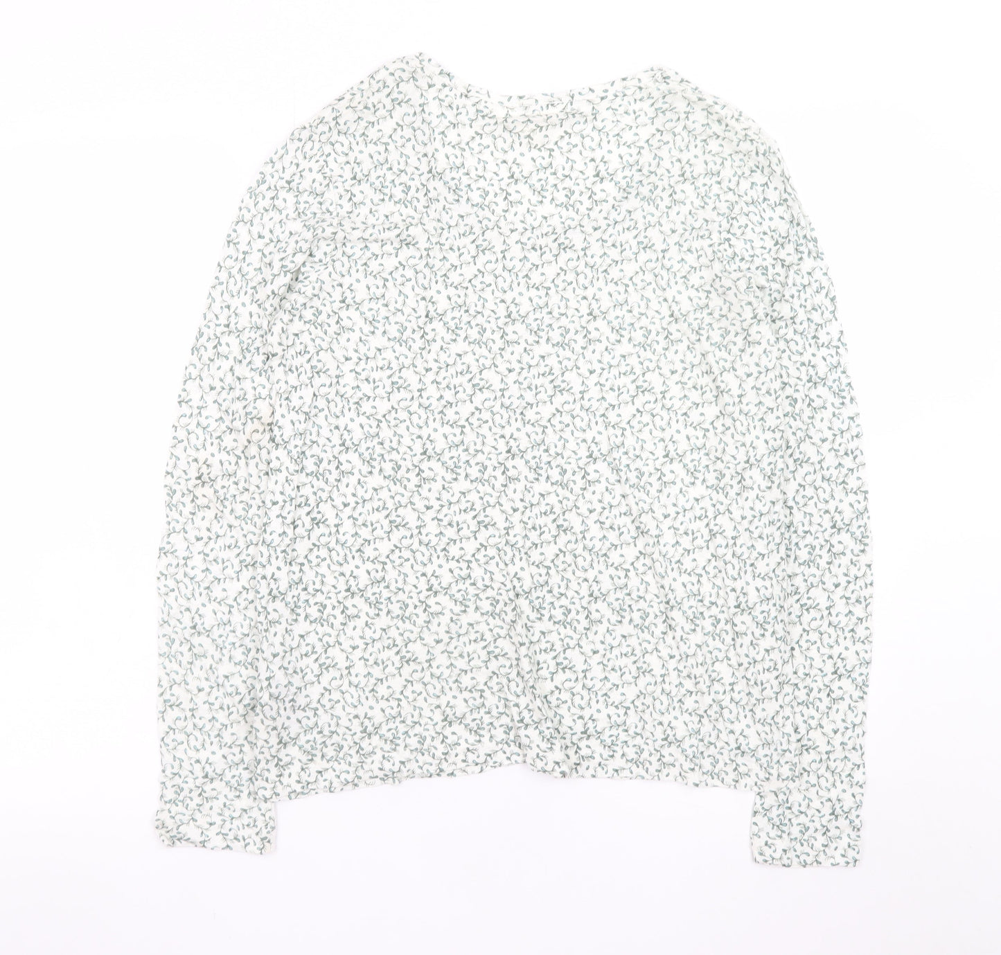 Marks and Spencer Womens Light Grey Floral Long Sleeve Top Size 10
