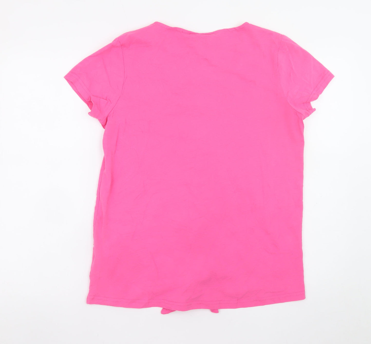 TOG24 Womens Pink Cotton Button Front Scoop Neck T-Shirt Size 12