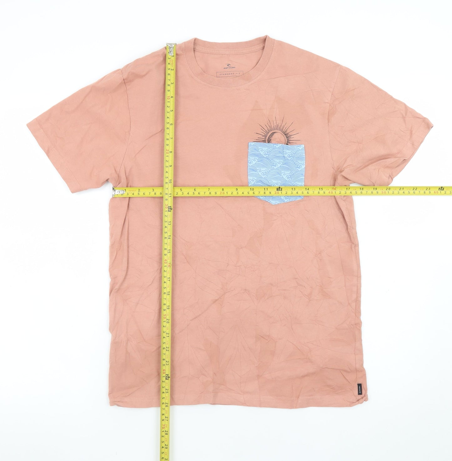 Rip Curl Men’s Beige Graphic Pocket Regular Fit Cotton T-Shirt M