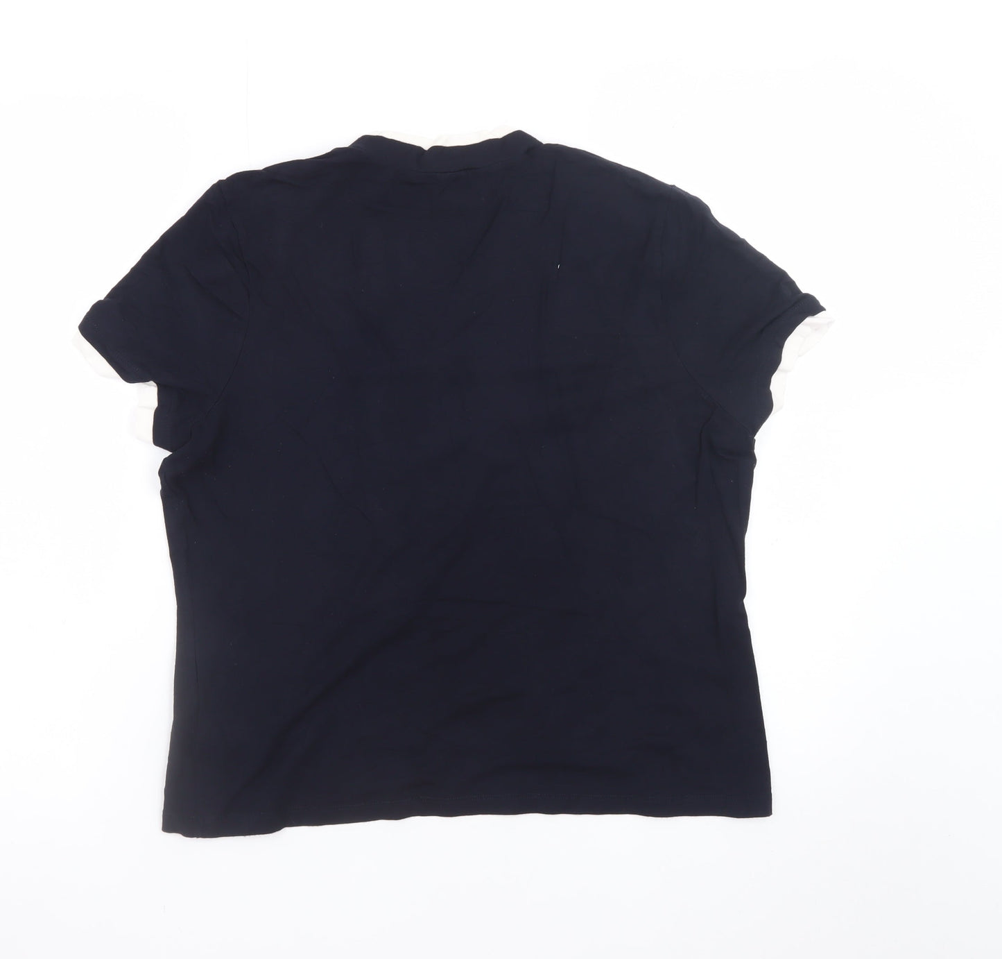 Precis Petite Women’s Blue Short Sleeve Tie Neck Blouse L