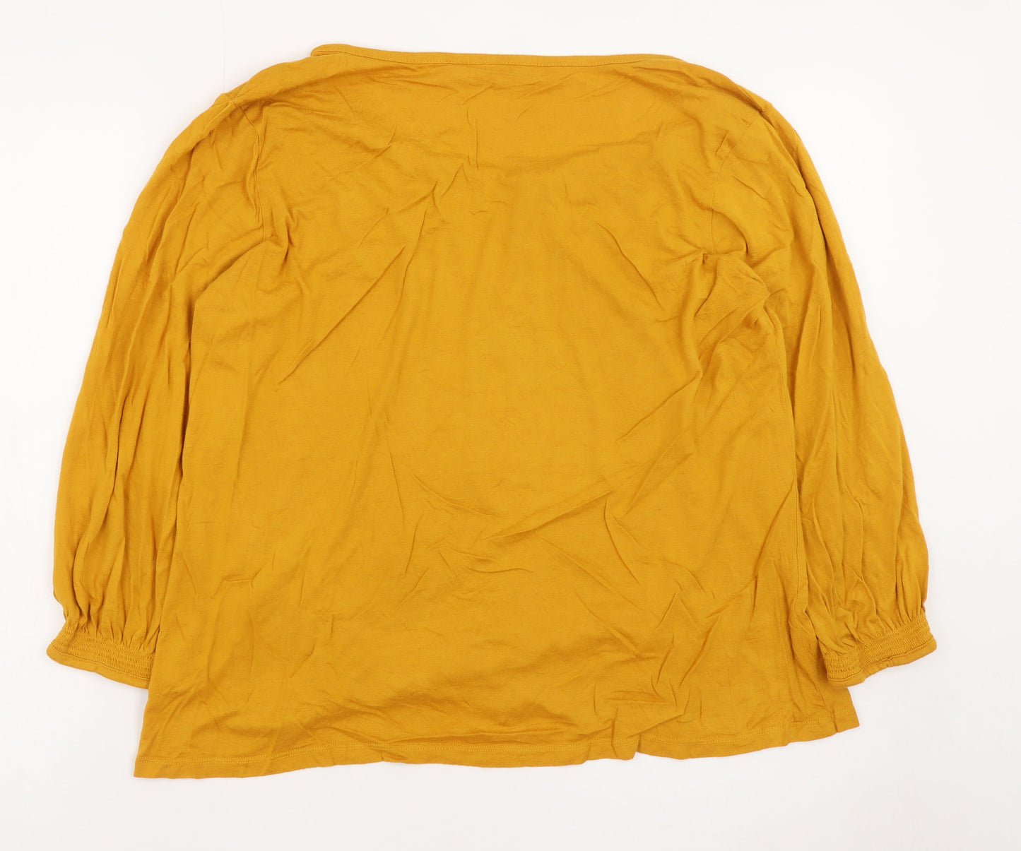Thought Women's Yellow Tunic Blouse Size 16 Viscose Cotton 3/4 Sleeve