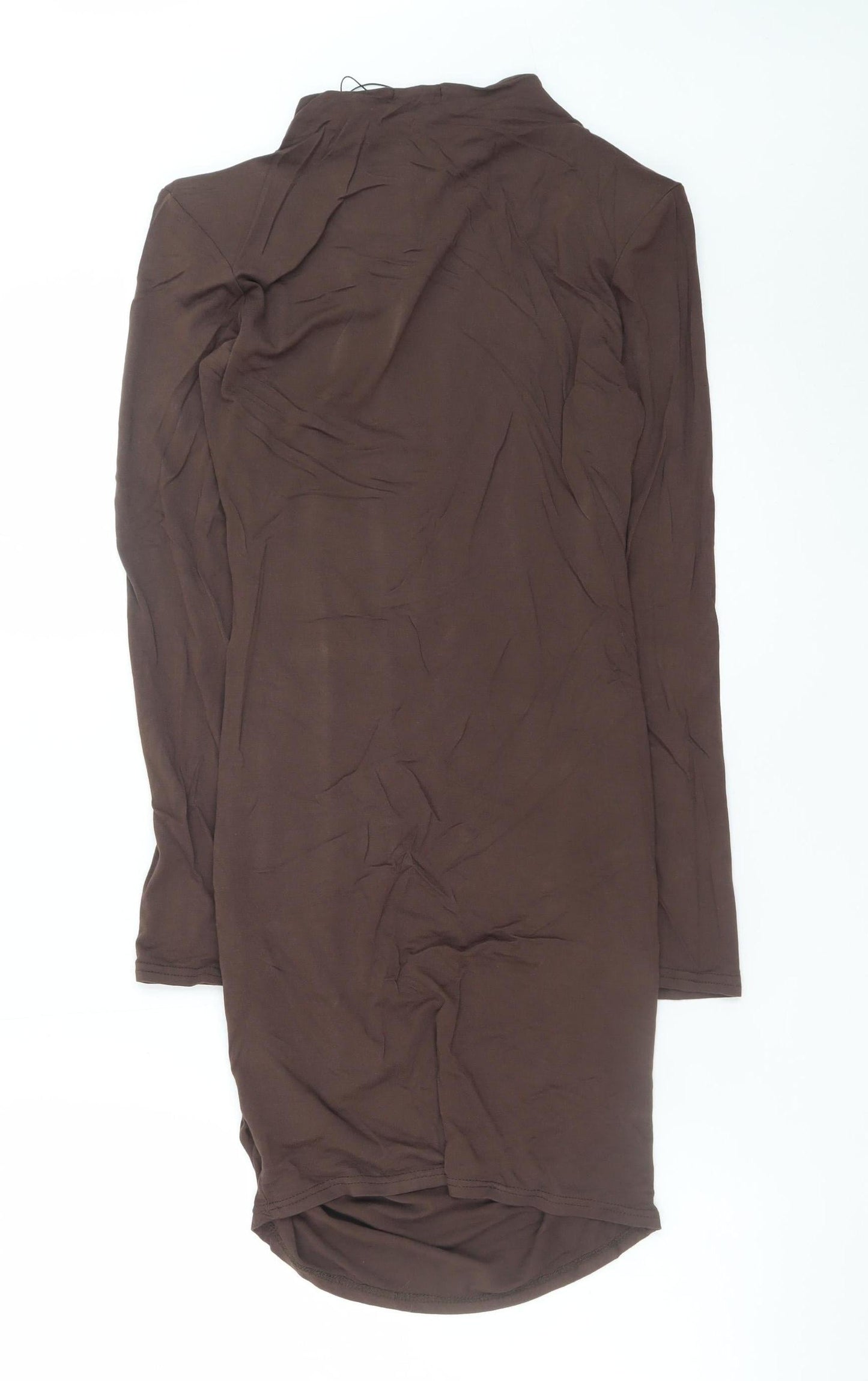 PrettyLittleThing Women Brown Size 8 Long Sleeve Bodycon Dress