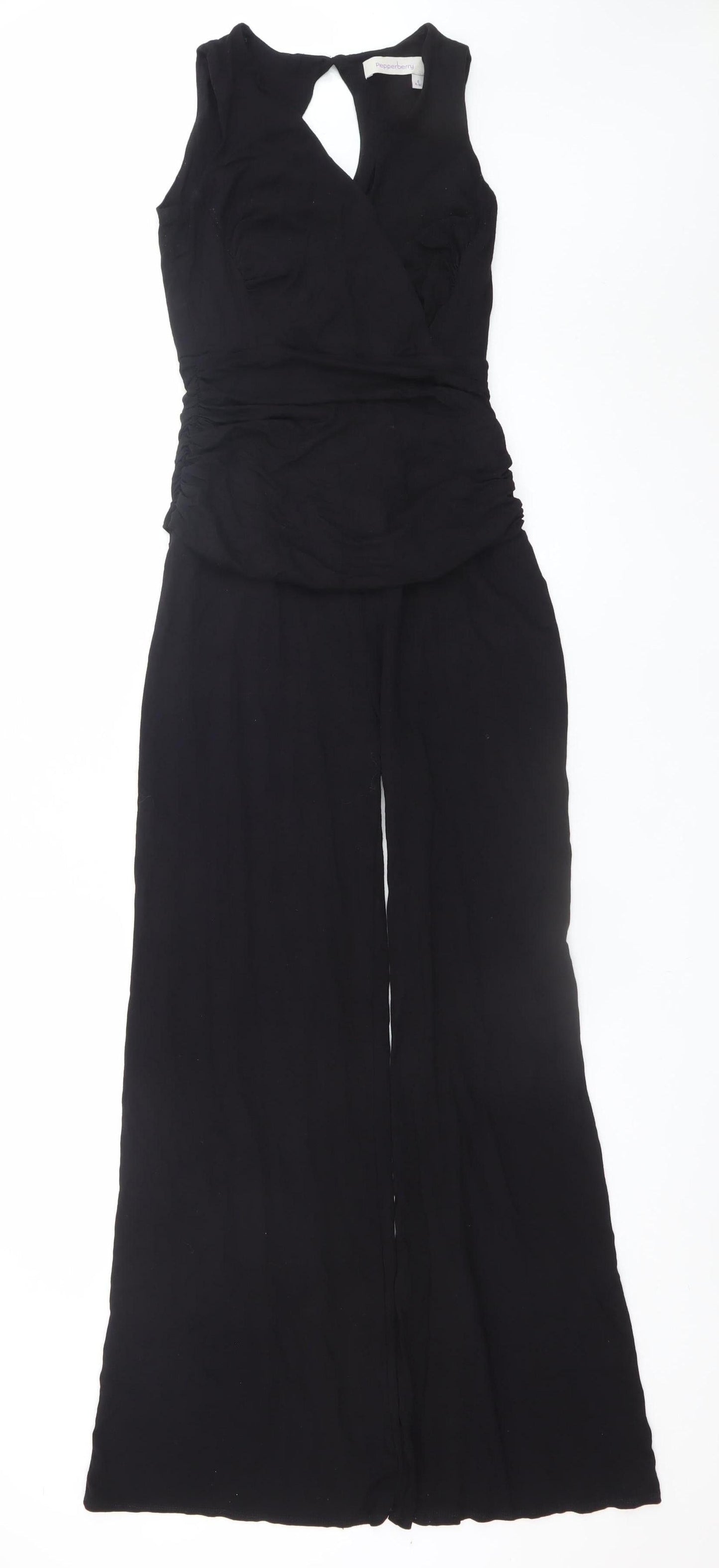 Pepperberry Womens Black Size 8 Sleeveless Jumpsuit Wide-Leg Style