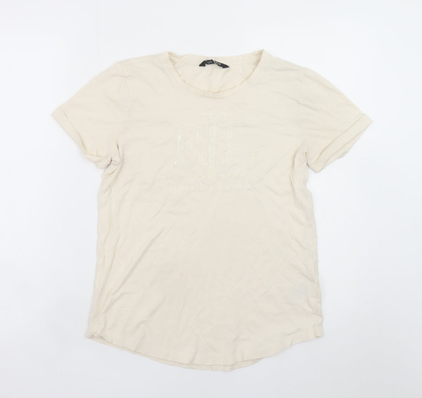 Ralph Lauren Women’s Beige Cotton Modal T-Shirt Size S