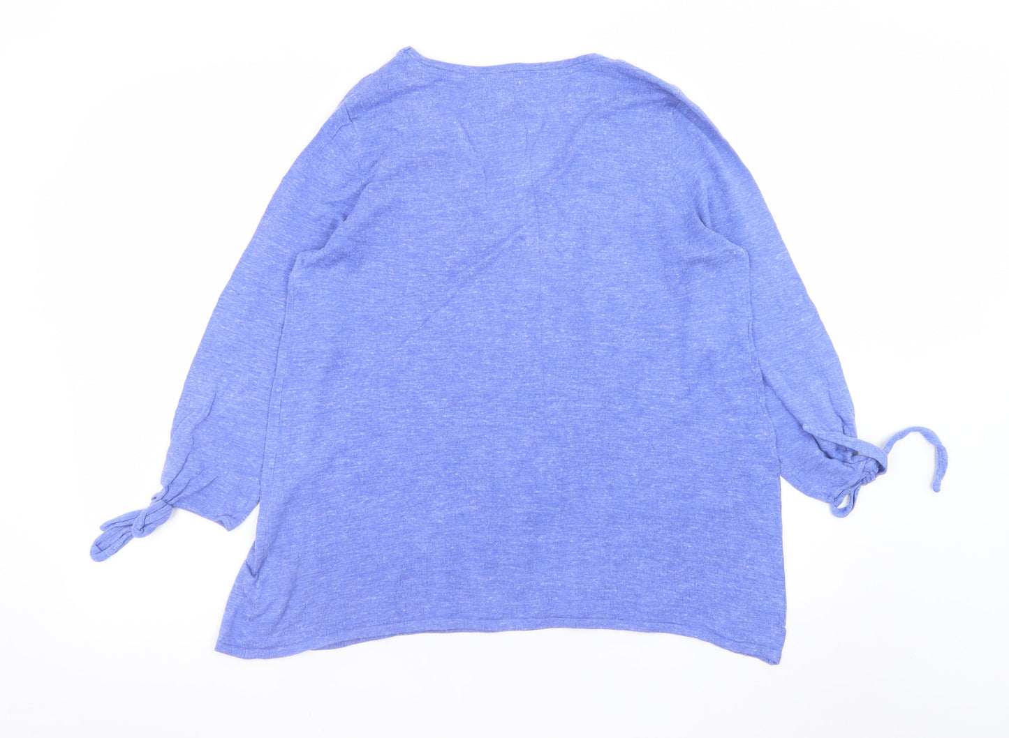 Fat Face Women's Blue Tunic Top UK 12 V-Neck Cotton 3/4 Sleeve