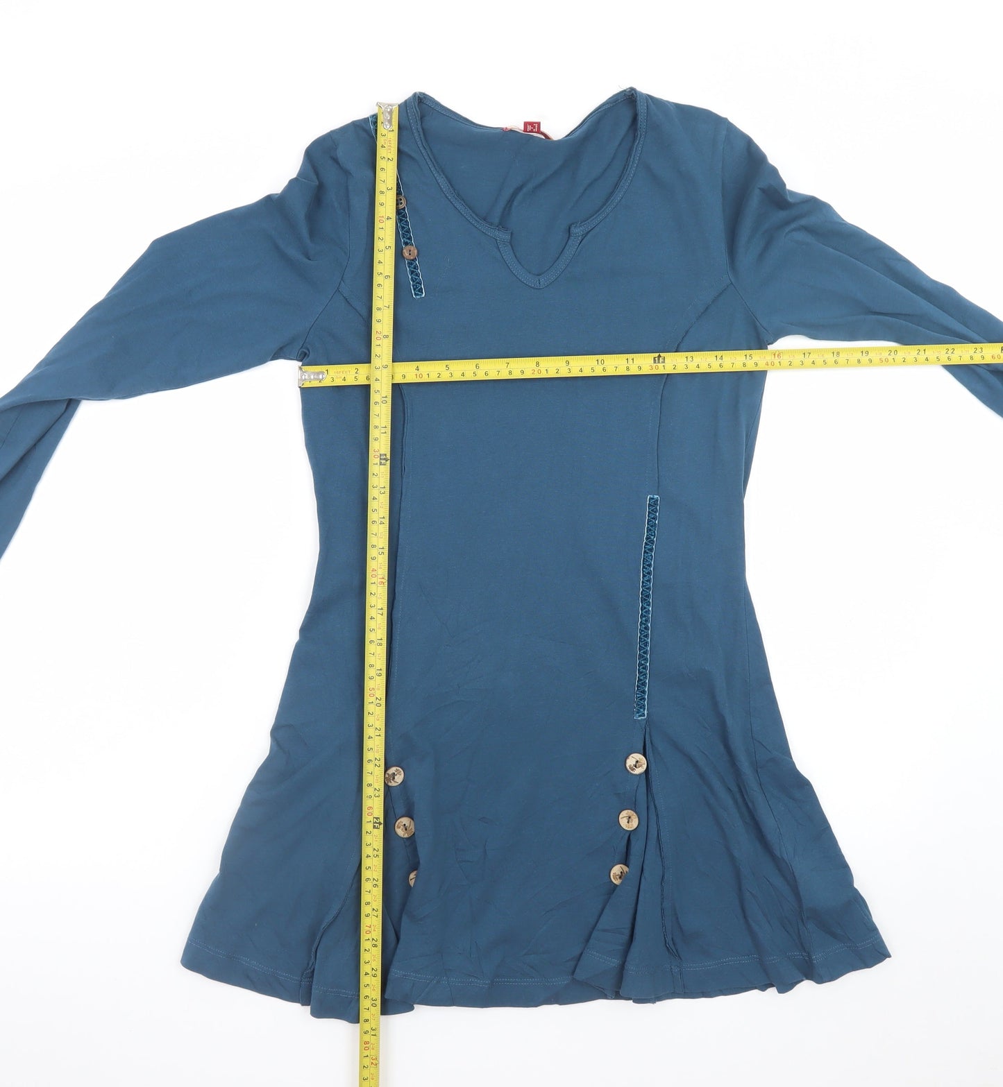 Joe Browns Women Blue Size 8 A-Line Long Sleeve V-Neck Dress