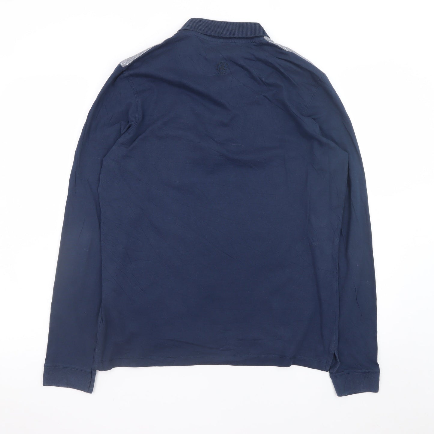 Jack & Jones Core Men's Blue Long Sleeve Polo Shirt Size L 100% Cotton
