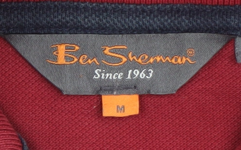 Ben Sherman Men's Red Long Sleeve Cotton Polo Shirt Size M
