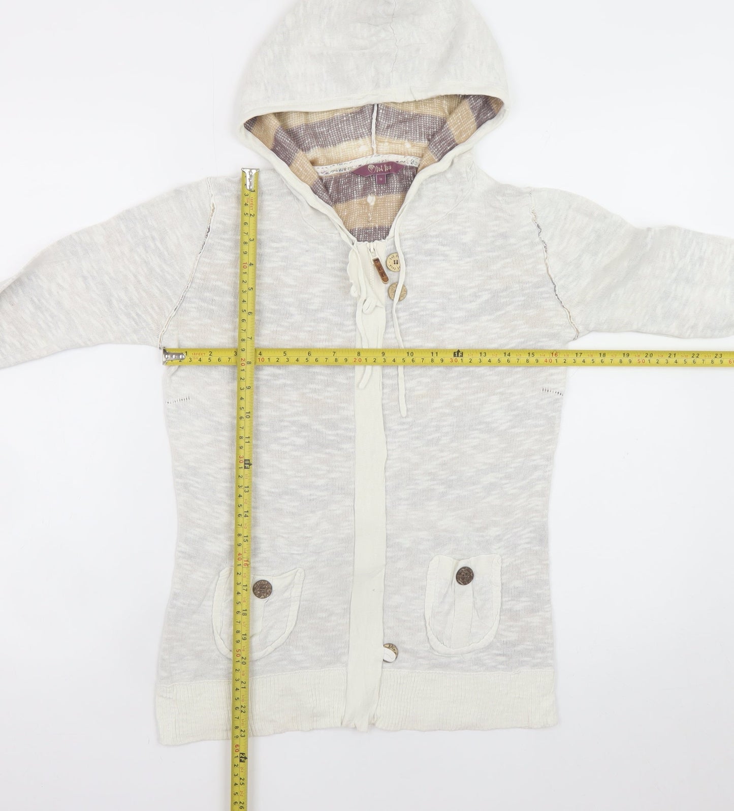 Fat Face Womens Beige Hooded Full Zip Sweatshirt Size 10 Cotton