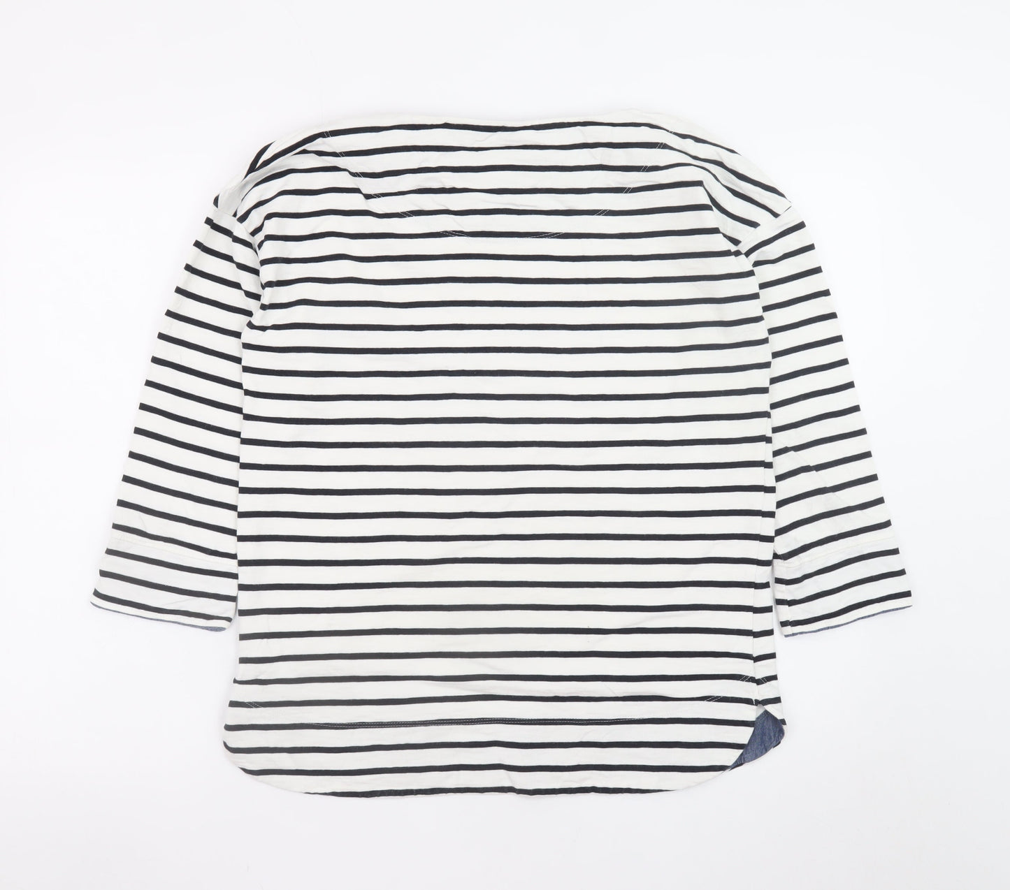 Next Women’s White Black Striped Cotton 3/4 Sleeve T-Shirt Size 10
