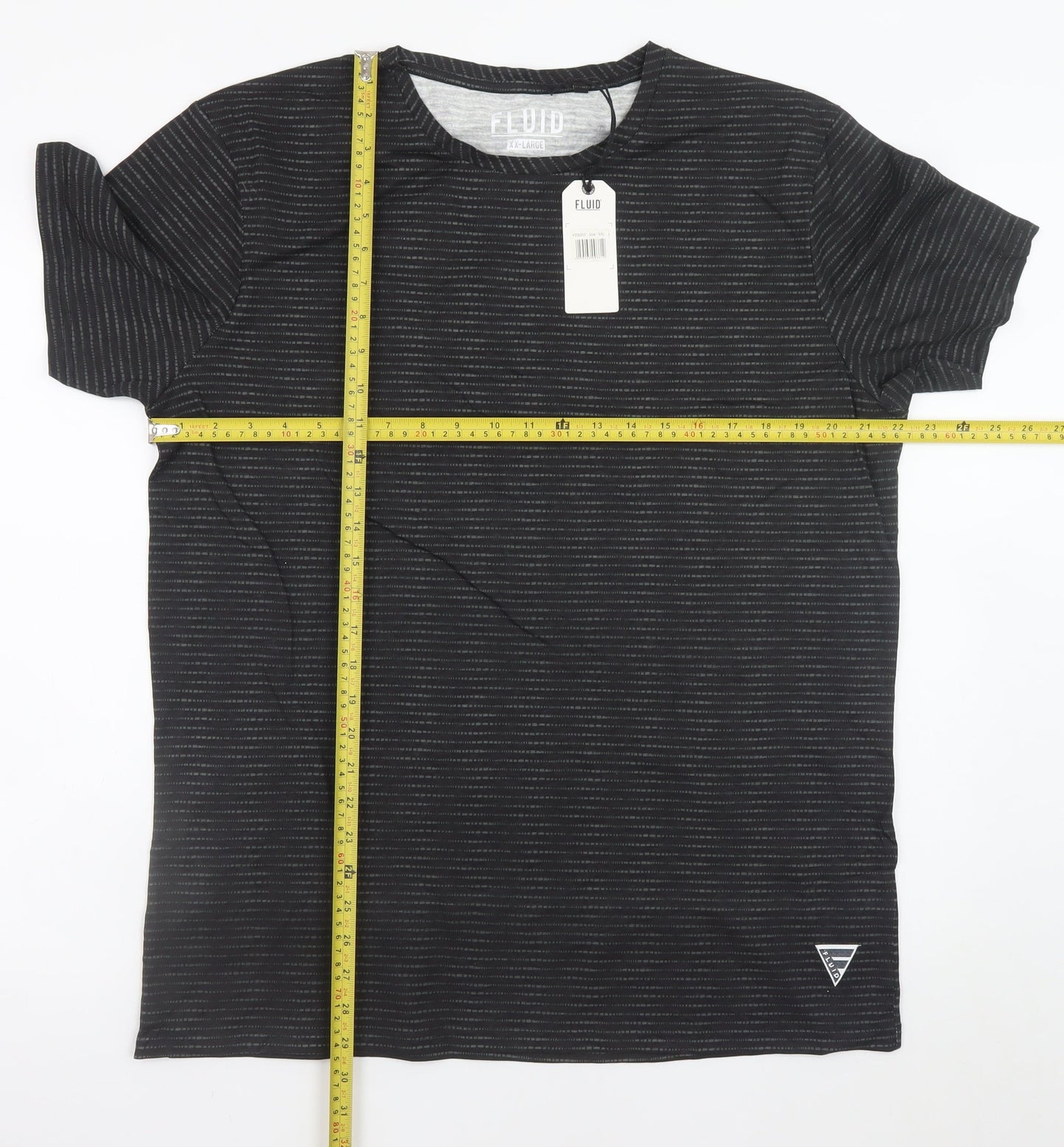 Fluid Men's Black Striped Cotton Crew Neck Short Sleeve T-Shirt 2XL