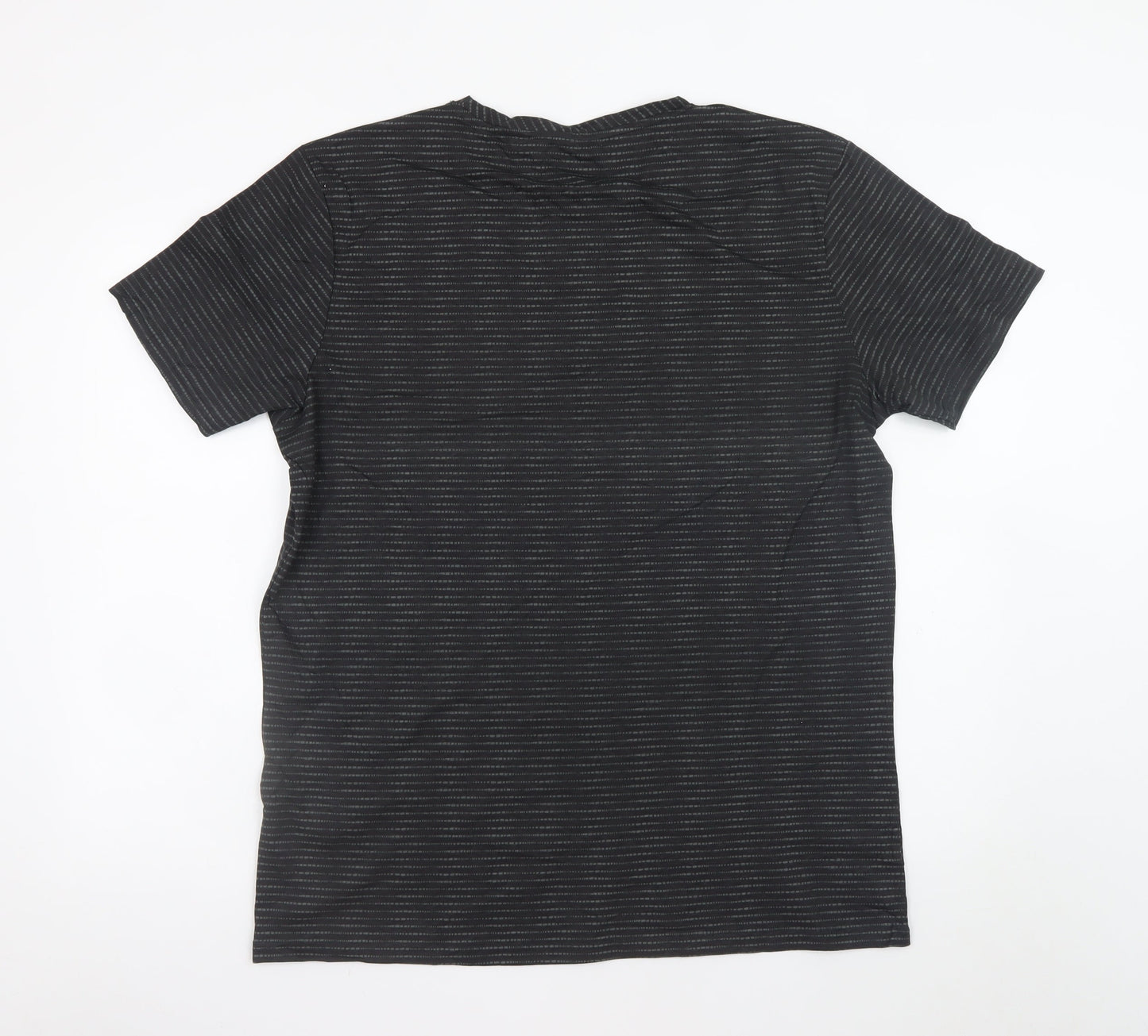 Fluid Men's Black Striped Cotton Crew Neck Short Sleeve T-Shirt 2XL
