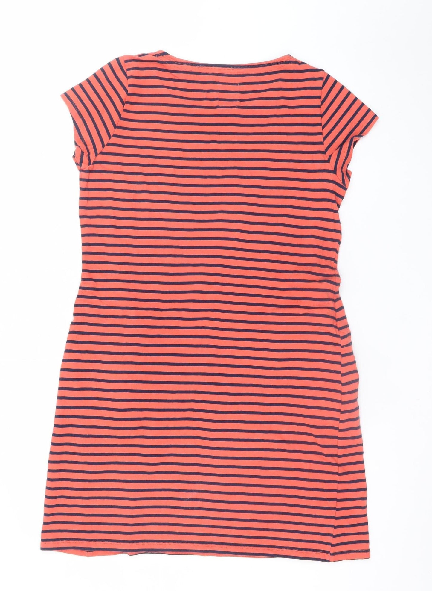 Mantaray Women’s Orange Stripe Cotton T-Shirt Dress Size 12