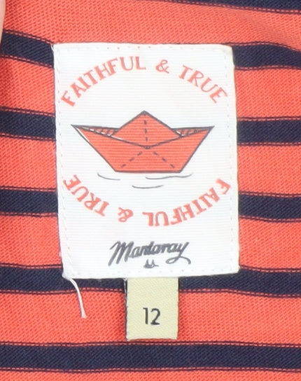 Mantaray Women’s Orange Stripe Cotton T-Shirt Dress Size 12