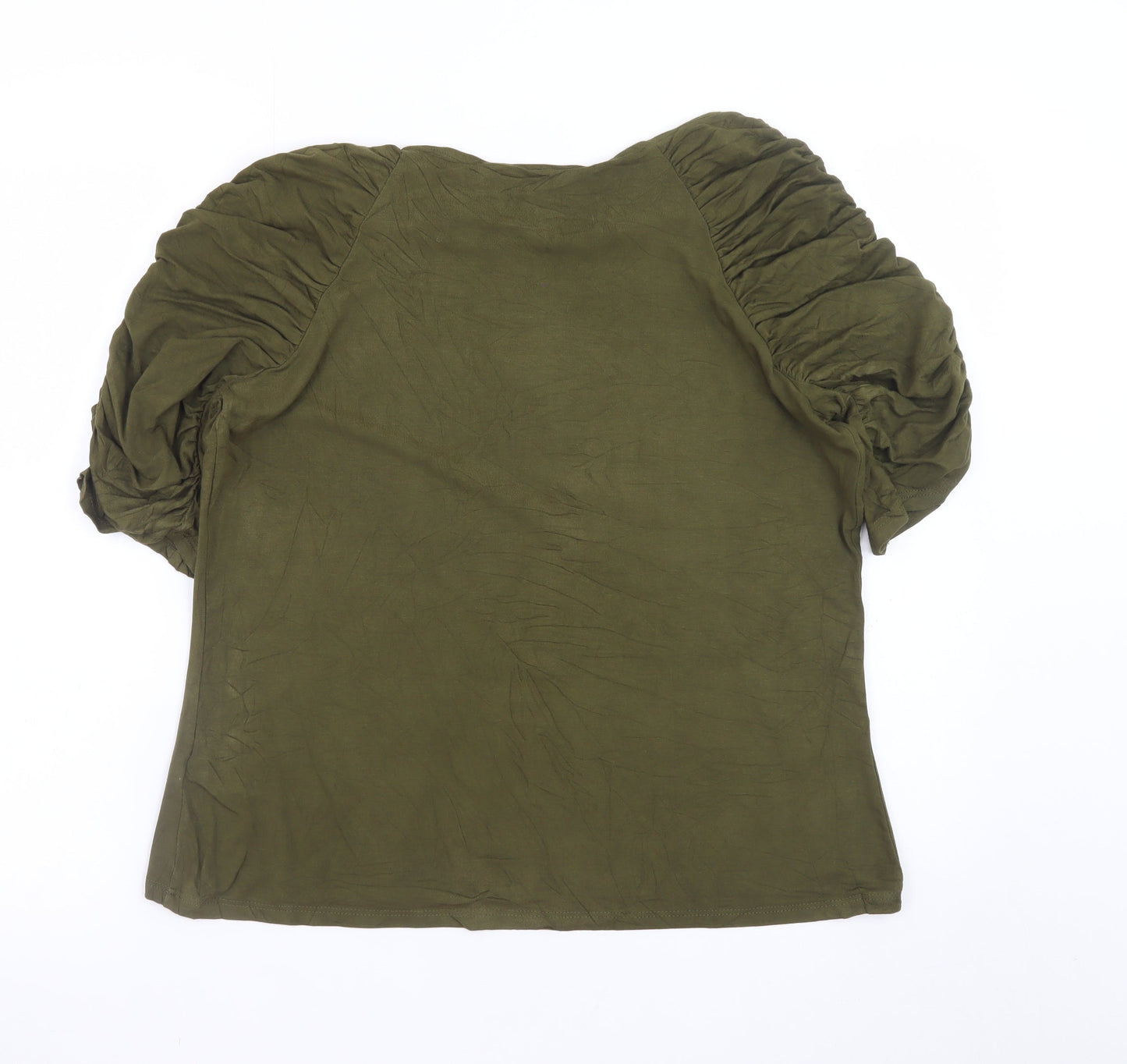 Dorothy Perkins Women Green Size 16 Puff Sleeve Tunic Blouse