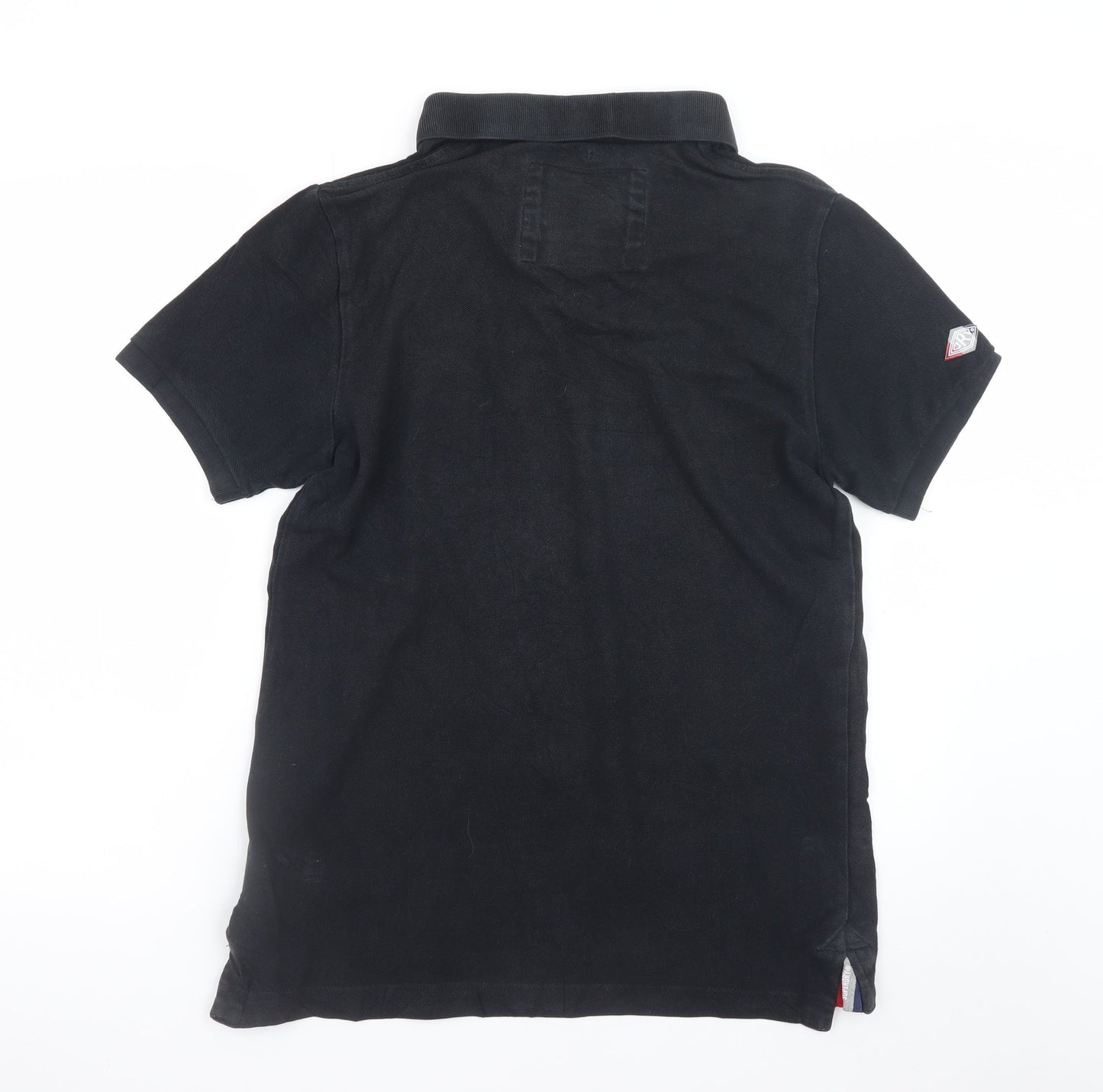 Superdry Men’s Black Cotton Polo Shirt Size L Classic Fit