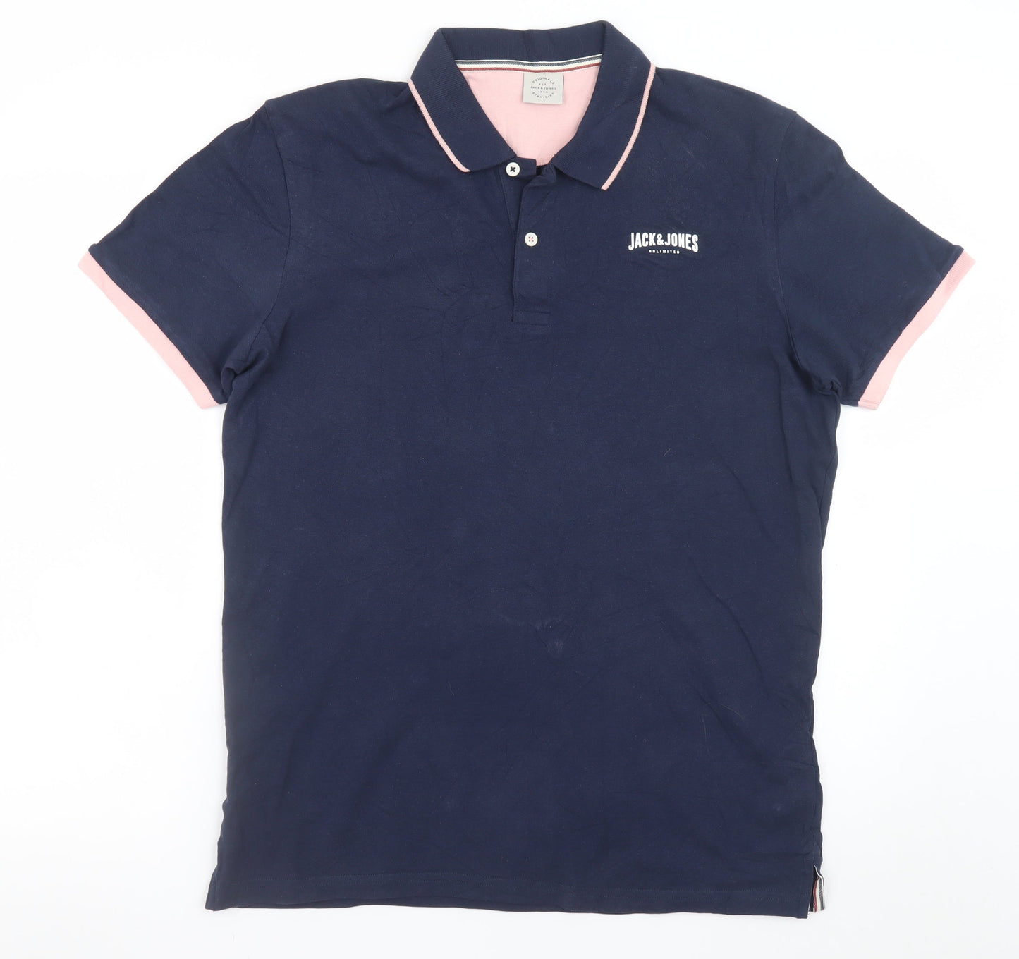 Jack & Jones Originals Men's Navy Polo Shirt M Cotton Classic Fit