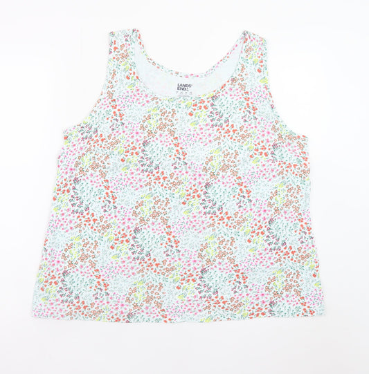 Lands' End Women's Multicoloured Floral Cotton Tank Top Plus Size 20