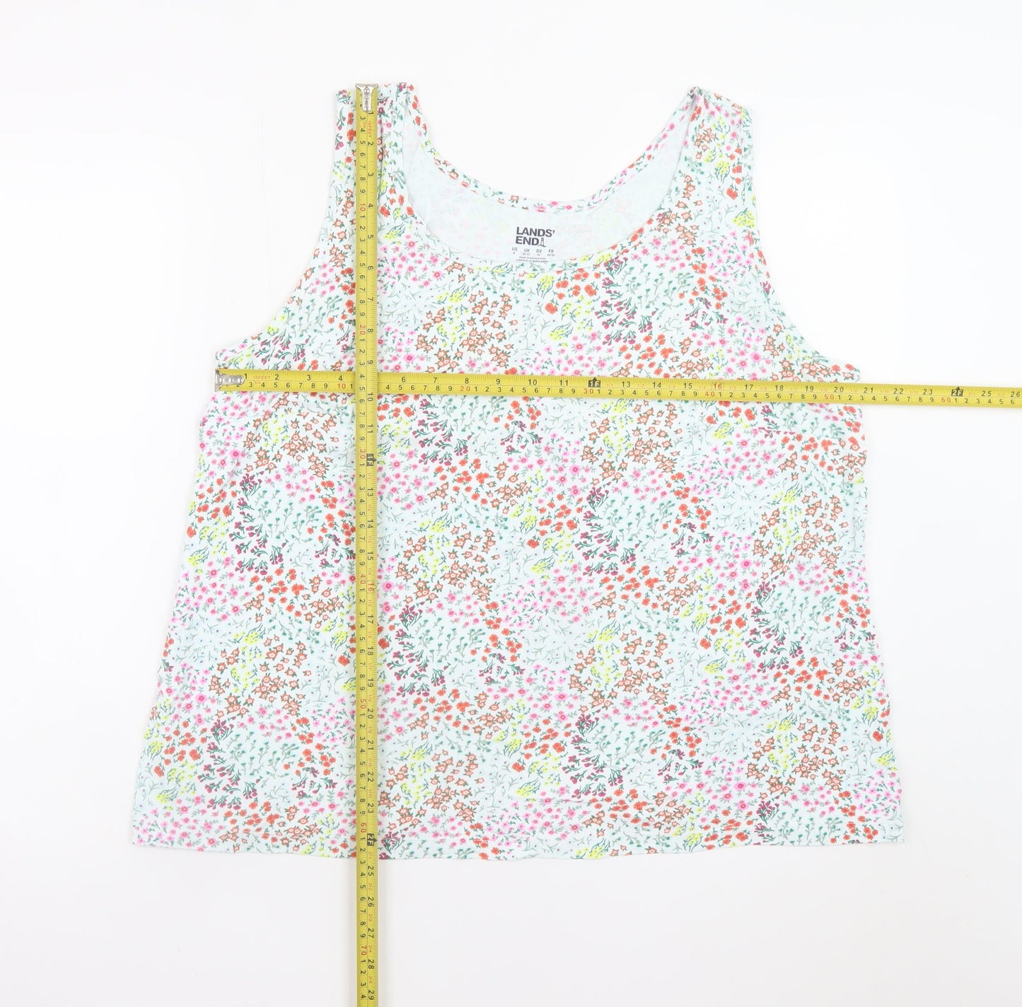Lands' End Women's Multicoloured Floral Cotton Tank Top Plus Size 20