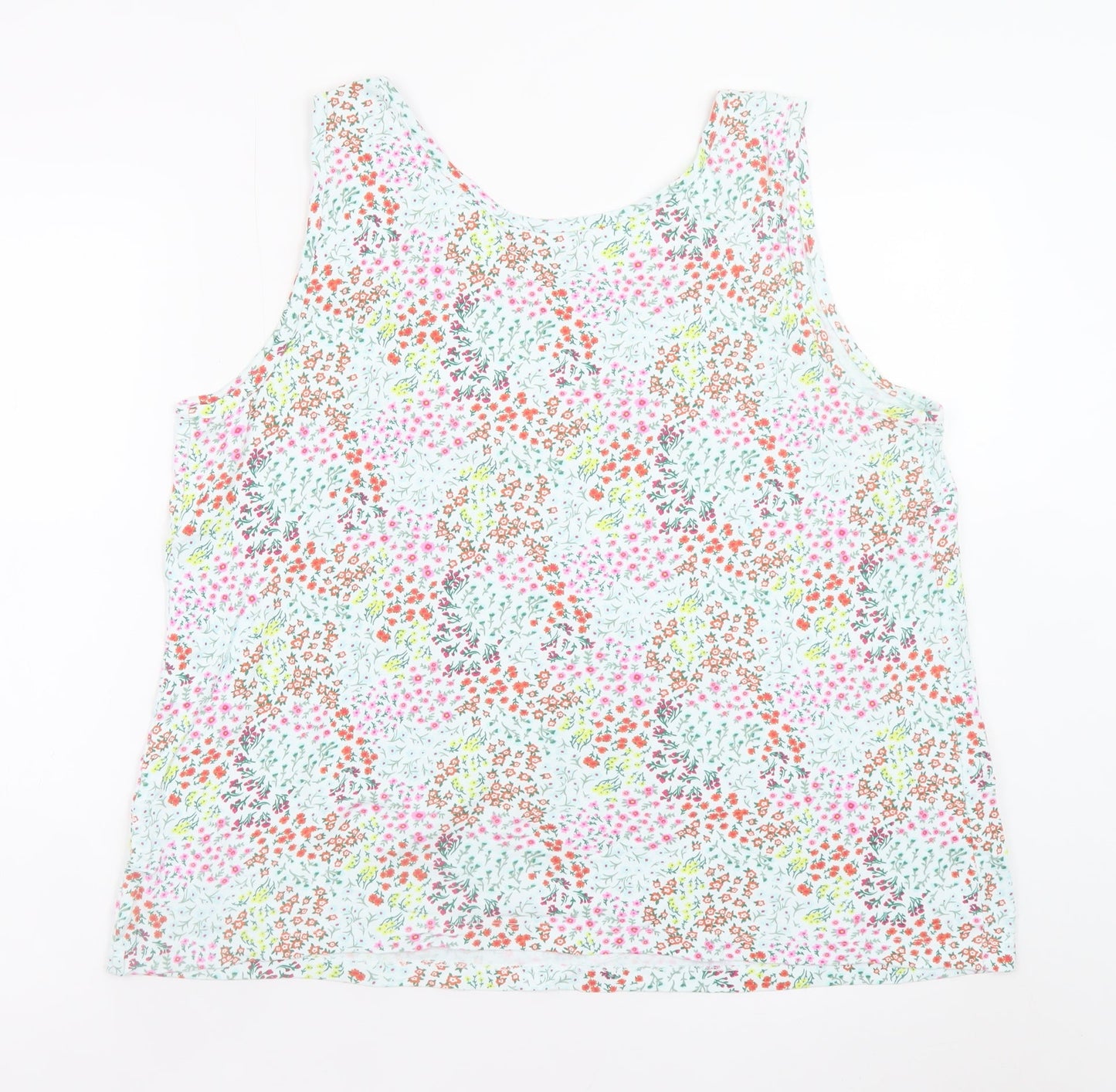 Lands' End Women's Multicoloured Floral Cotton Tank Top Plus Size 20