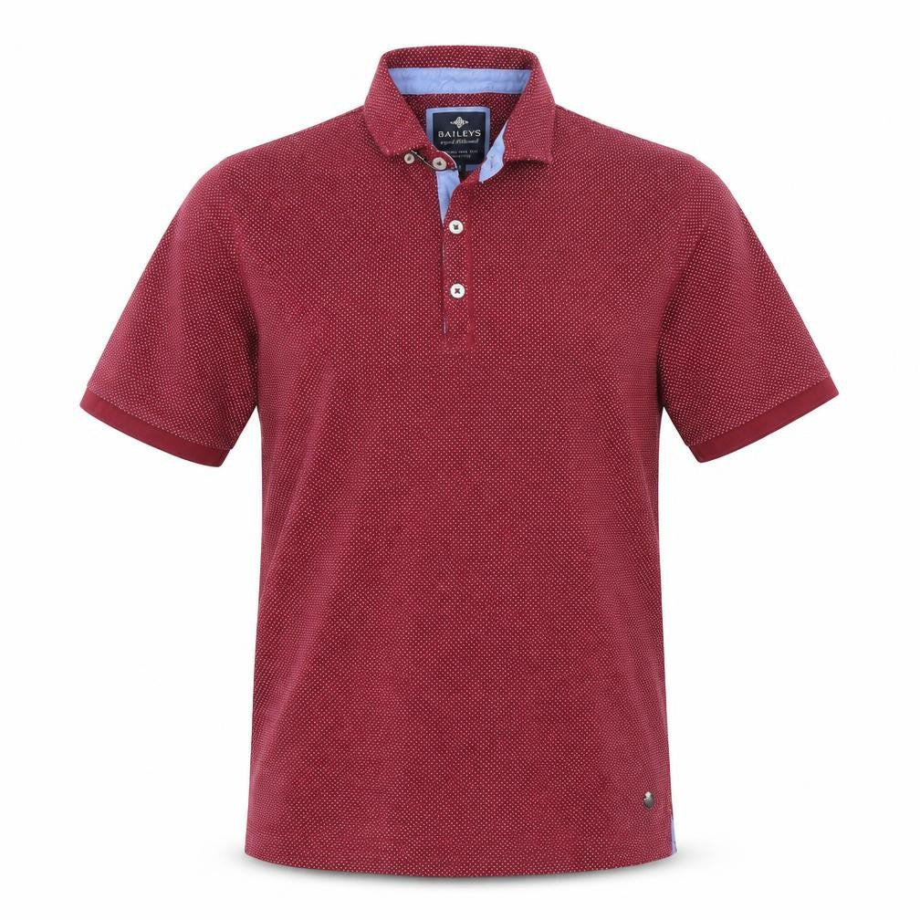 Baileys Men’s Red Polka Dot Cotton Short Sleeve Polo Shirt Size L