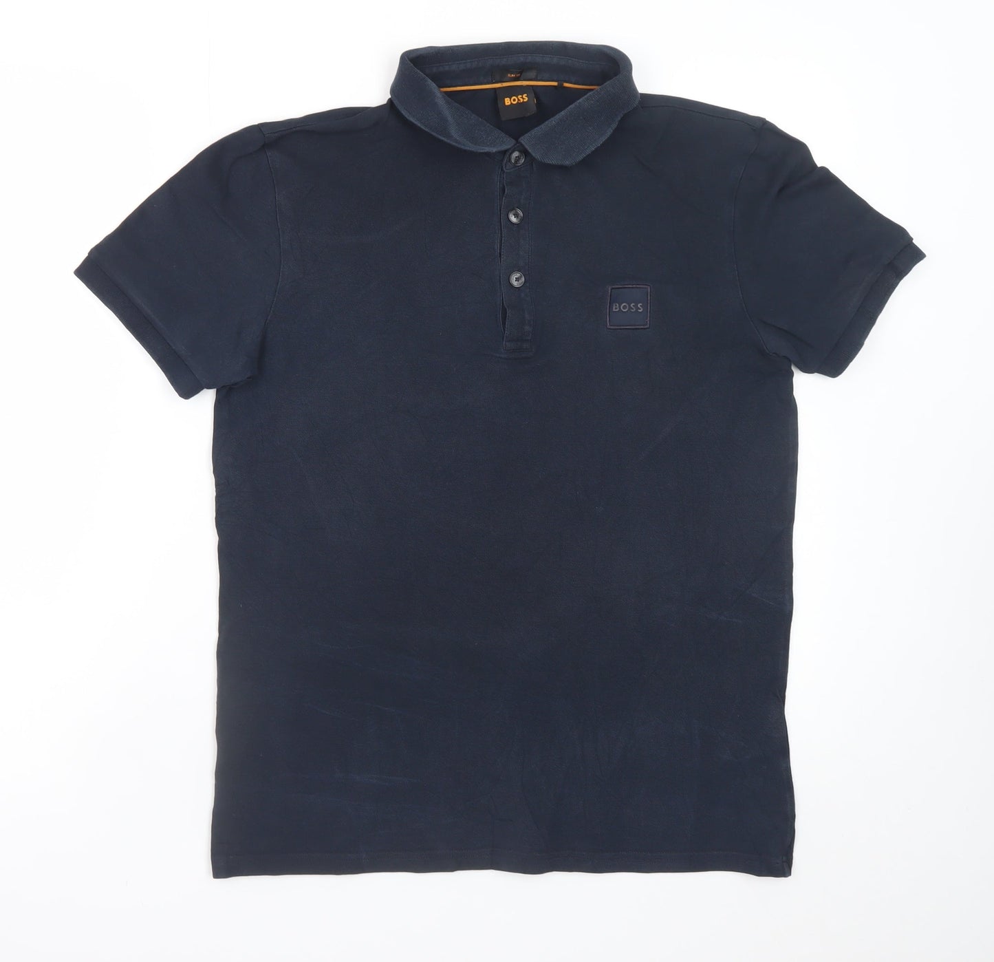 BOSS Men's Blue Regular Fit Cotton Polo Shirt Size M