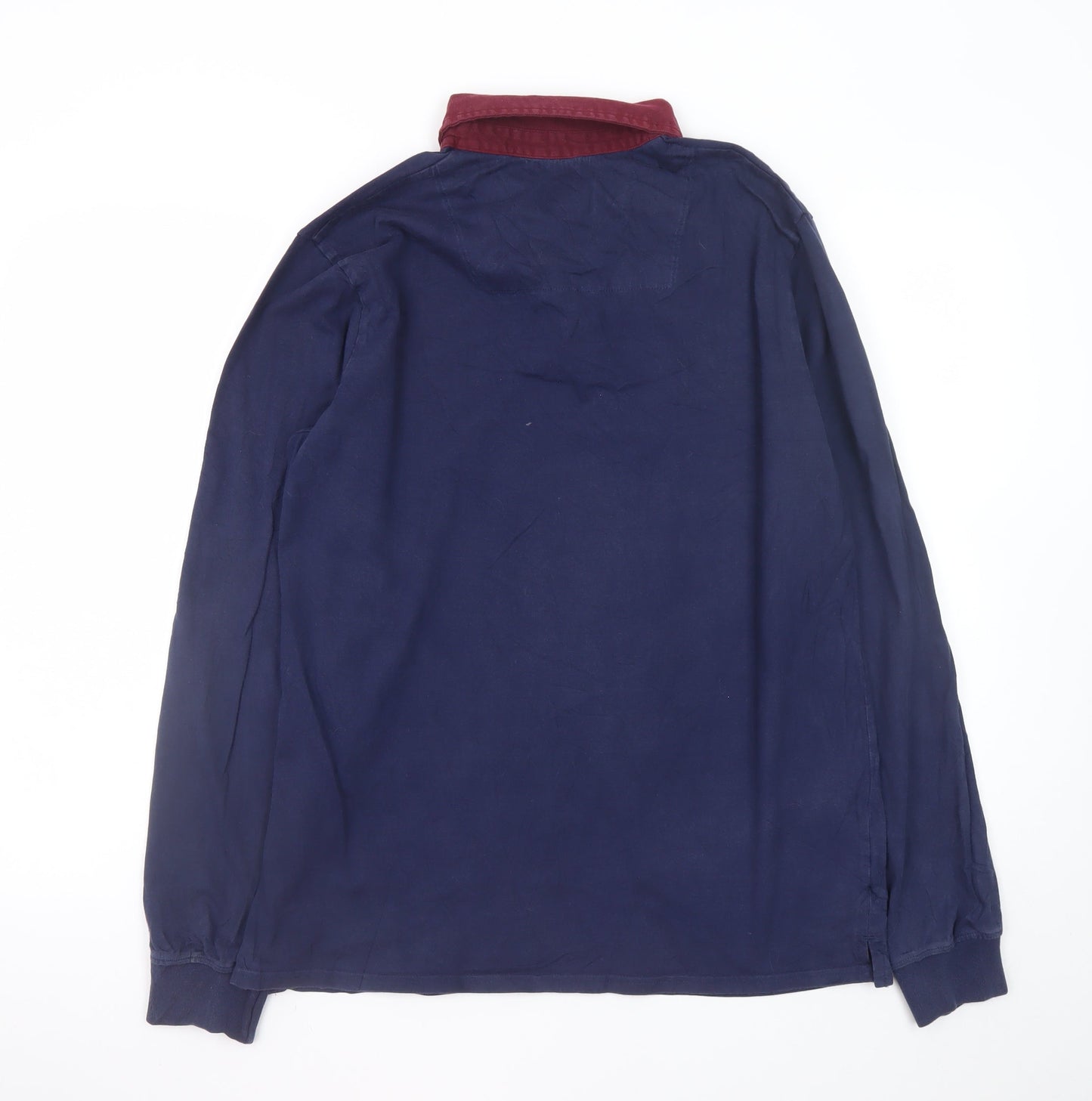 Threadbare Men's Blue Long Sleeve Cotton Polo Shirt Size L