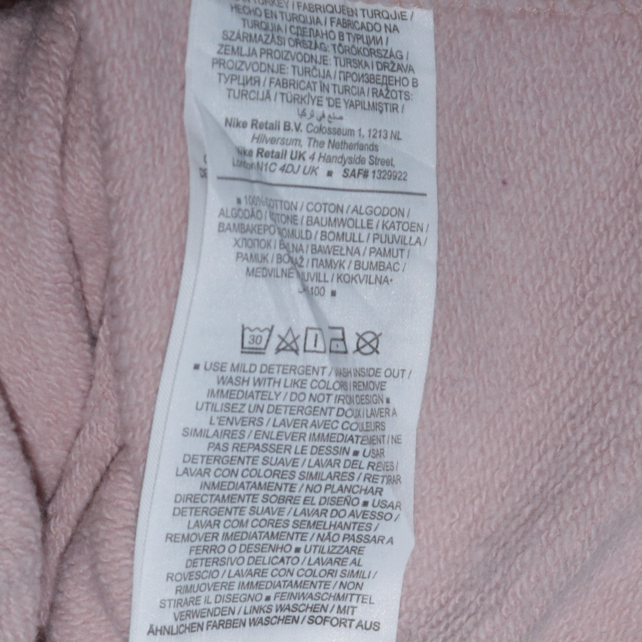 Nike Womens Pink XS Pullover Hoodie Cotton Logo Sweatshirt