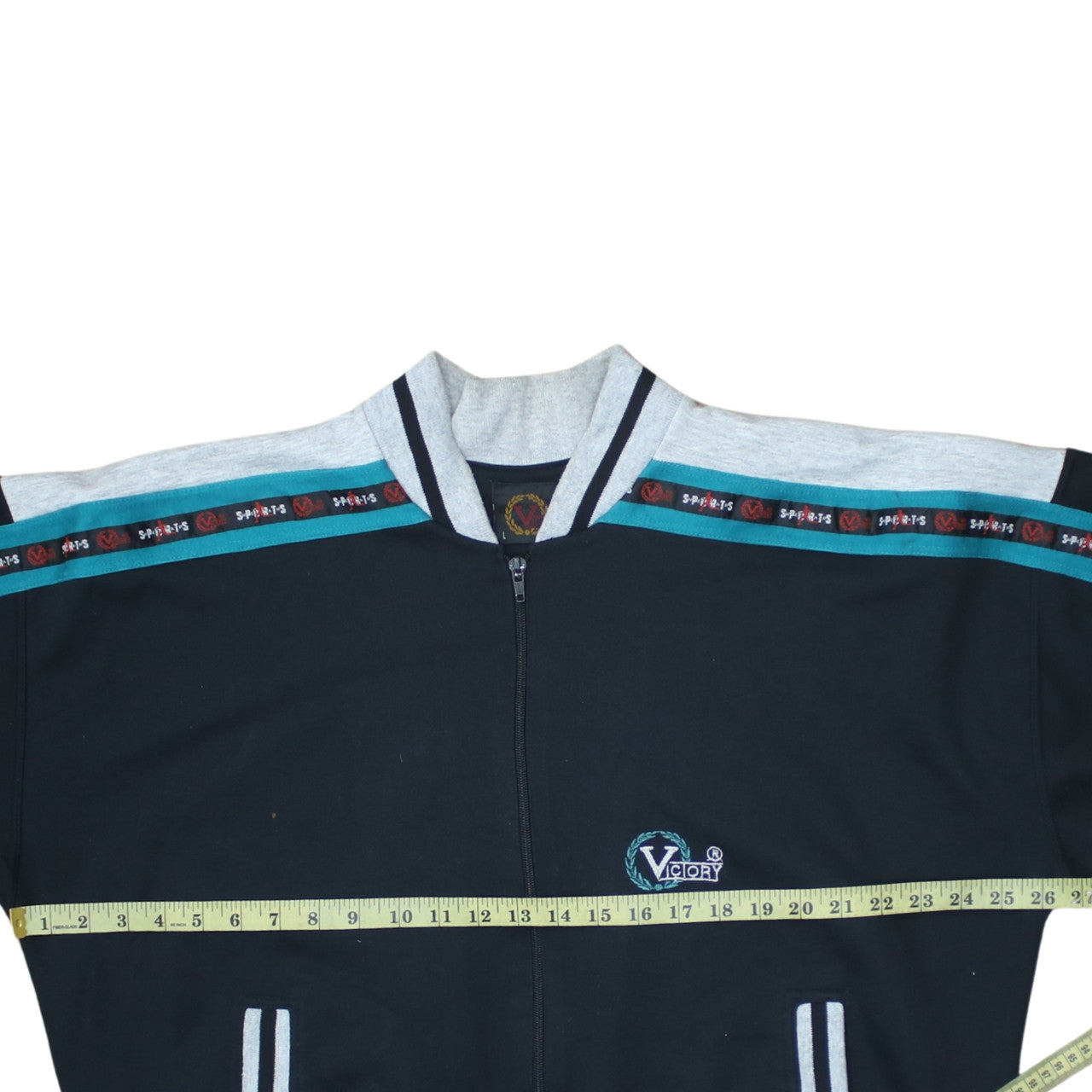 Victory Men's Black Track Jacket L Colourblock Sports Zip Up
