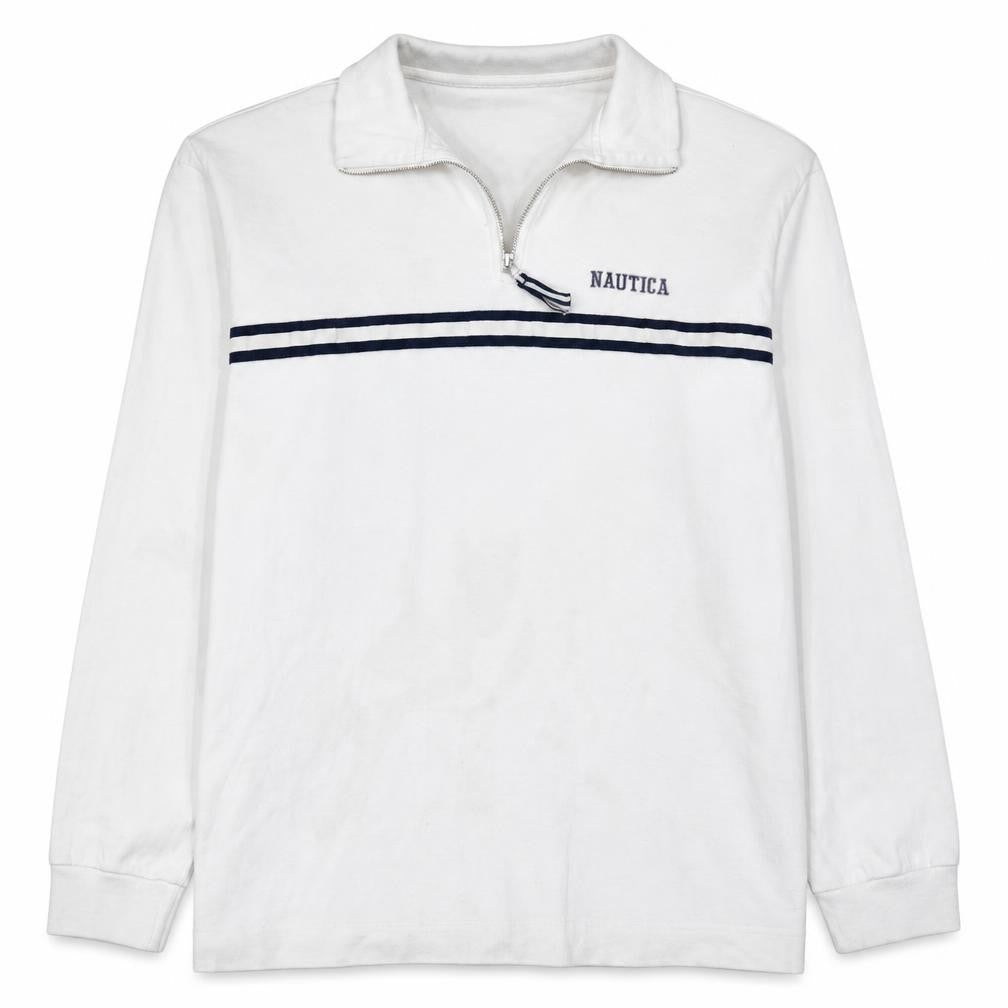 Nautica Men's White XL 1/2 Zip Collared Cotton Sweatshirt