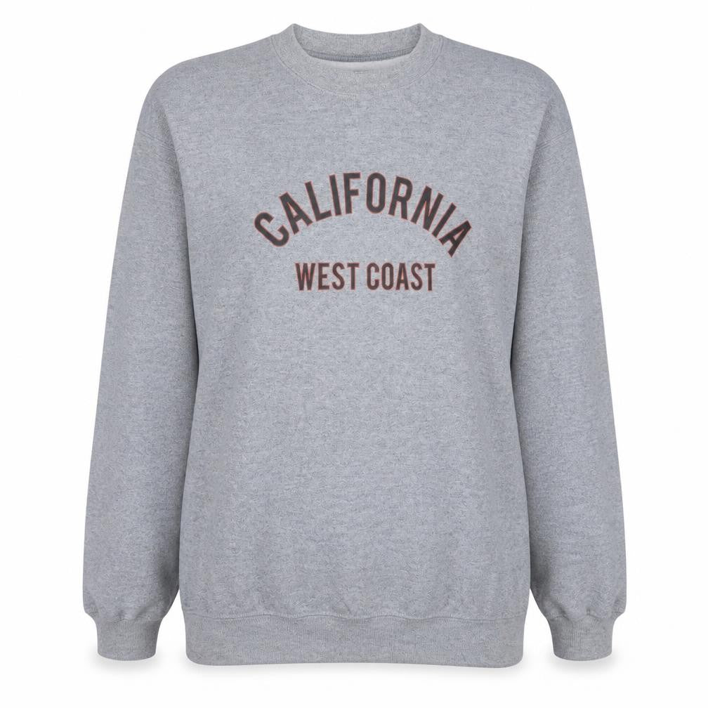 PRETTYLITTLETHING Women Grey California West Coast Pullover Sweatshirt Size S