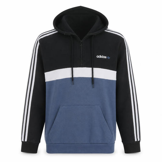 Adidas Men's Black Blue 1/2 Zip Hoodie M Regular Fit
