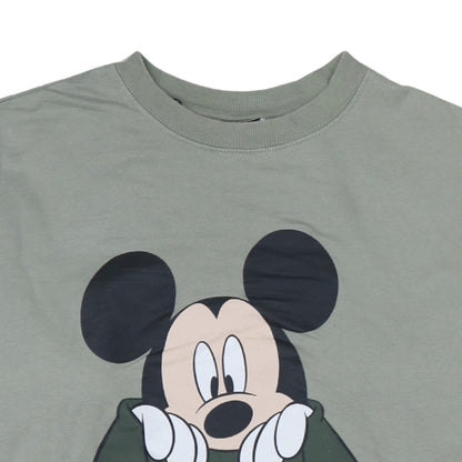 Additional view of H&M Disney Women's Khaki Mickey Mouse Cotton Pullover Sweatshirt, size S