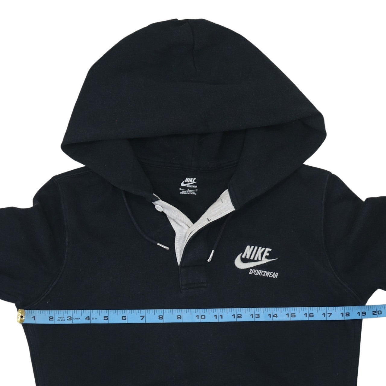 Nike Sportswear Women's Black Henley Hoodie Size M Cotton Blend