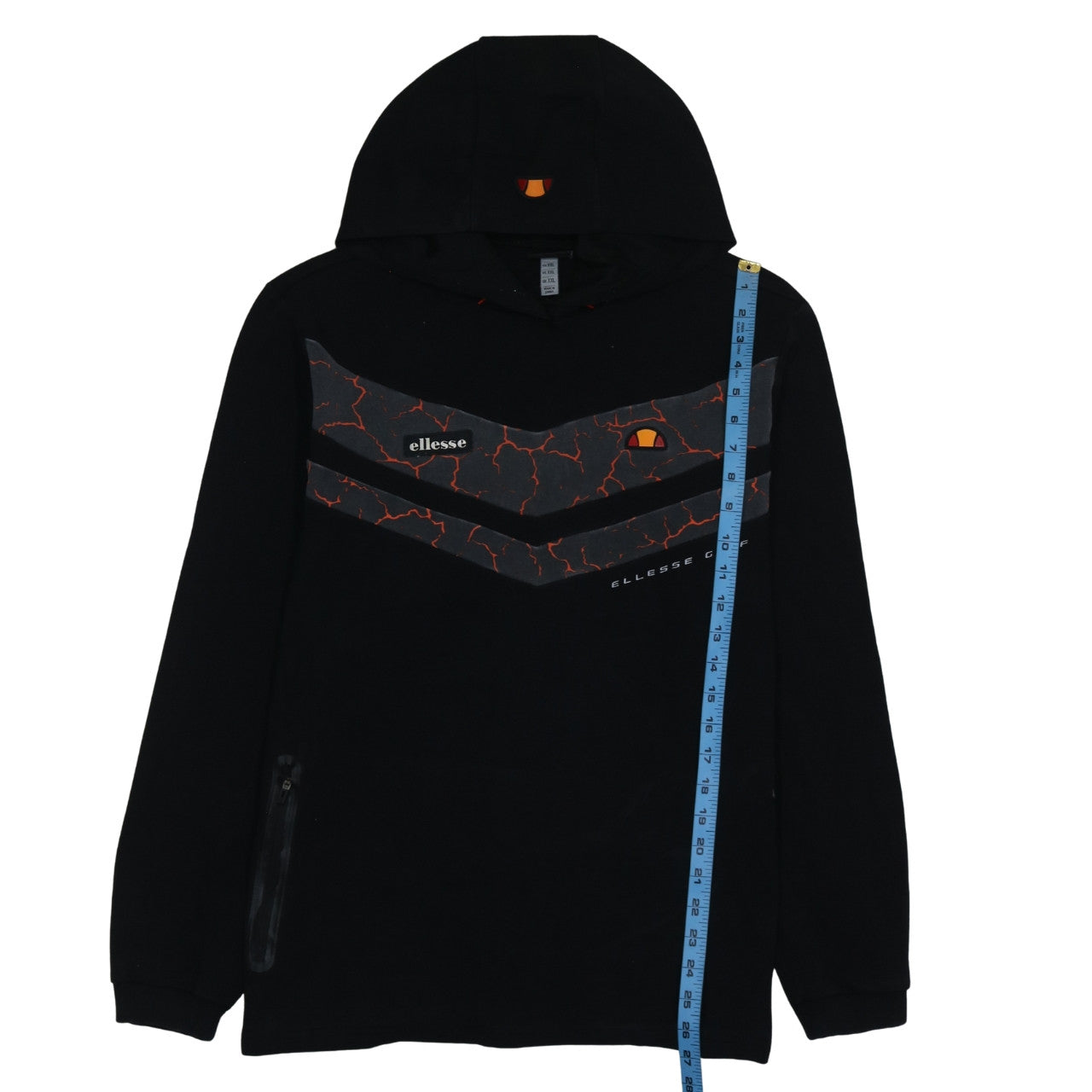 Ellesse Men’s Black 2XL Pullover Hoodie with Logo Detail