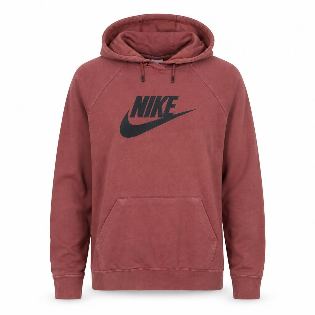 Nike Men's Brown Pullover Hoodie L Logo Fleece Sweatshirt