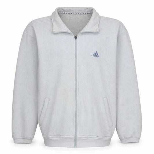 Adidas Mens Beige Full Zip Fleece Track Jacket Size M
