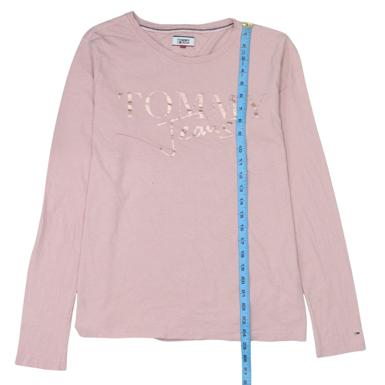 Tommy Jeans Women's Pink Long Sleeve Cotton T-Shirt Size L