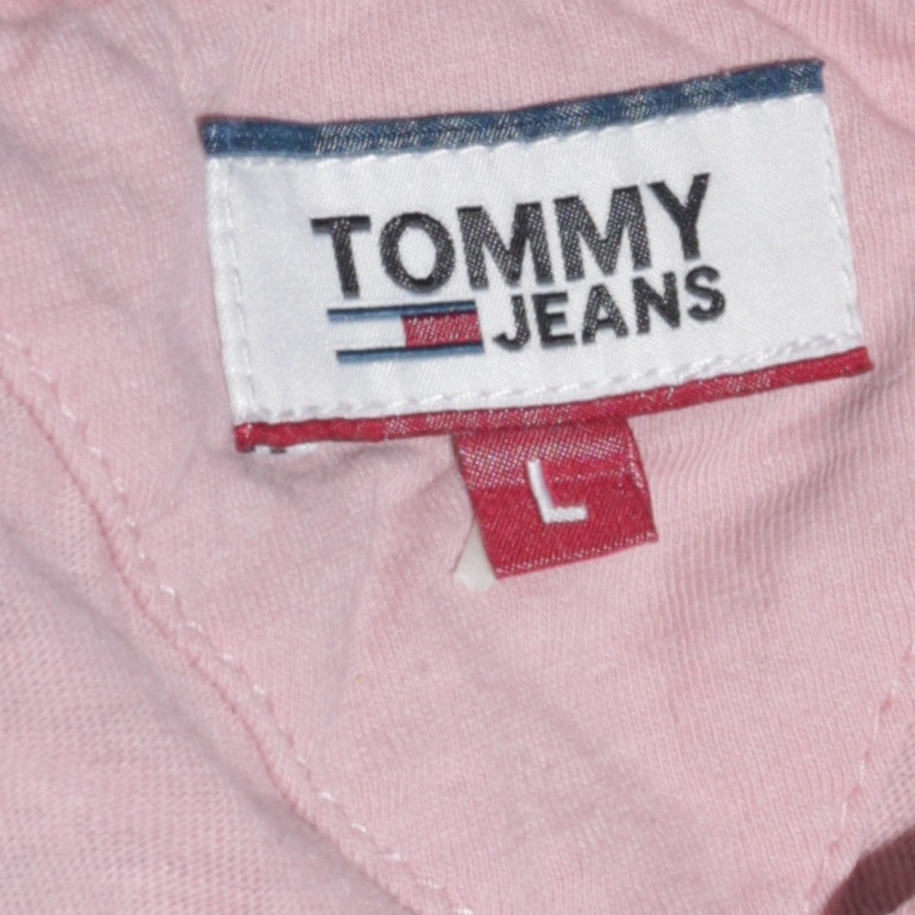 Tommy Jeans Women's Pink Long Sleeve Cotton T-Shirt Size L