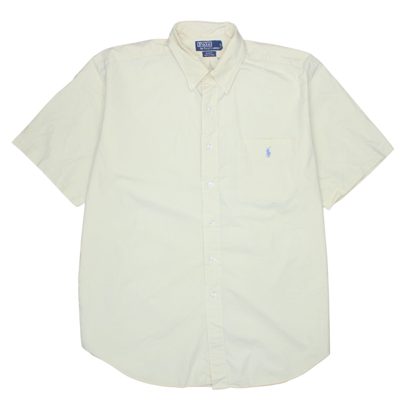 Ralph Lauren Men's Beige Short Sleeve Button-Down Cotton Shirt L